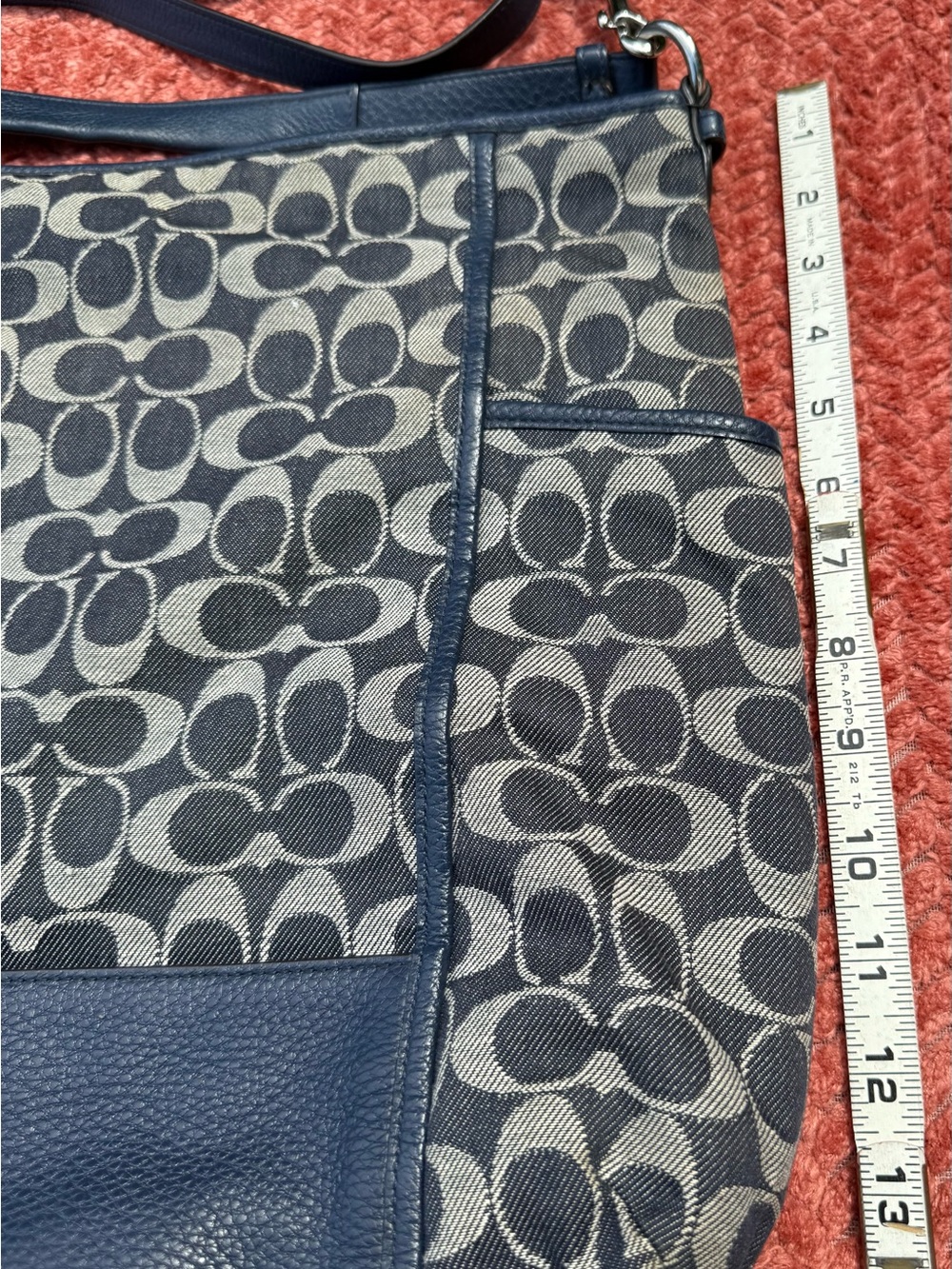 Coach hobo Blue Signature Cloth with leather Shoulder Bag with strap - Picture 8 of 10